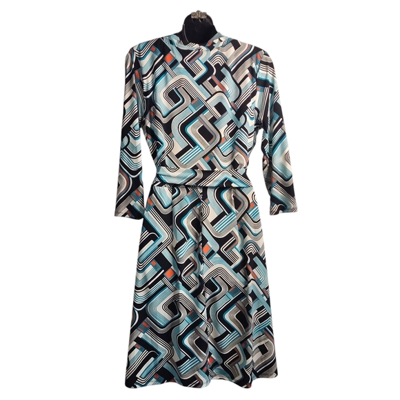 Liz Claiborne Women's 3/4 Sleeve Multicolor Print V-Neck Stretch Dress S… - Picture 2 of 8